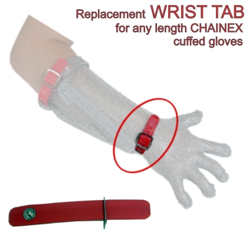 Wrist Tab for Cuffed glove Red